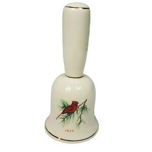 Cardinal Bell Ceramic Gold Accents Vintage 1977 Unbranded Christmas